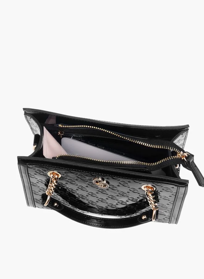 Celeste Women Monogram Embossed Tote Bag with Detachable Strap