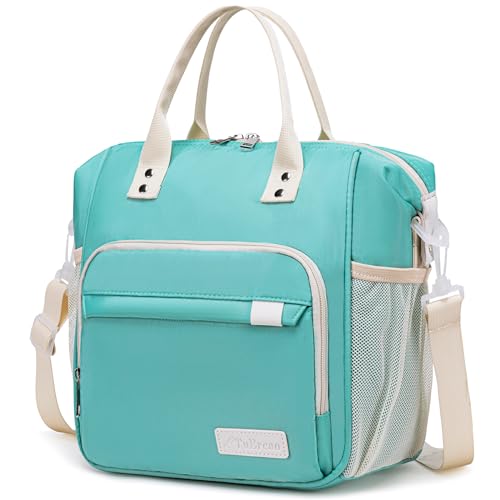 TuErCao Preppy Lunch Box for Women Aesthetic Insulated Lunch Bag for Young Ladies Female Teal - Image 1