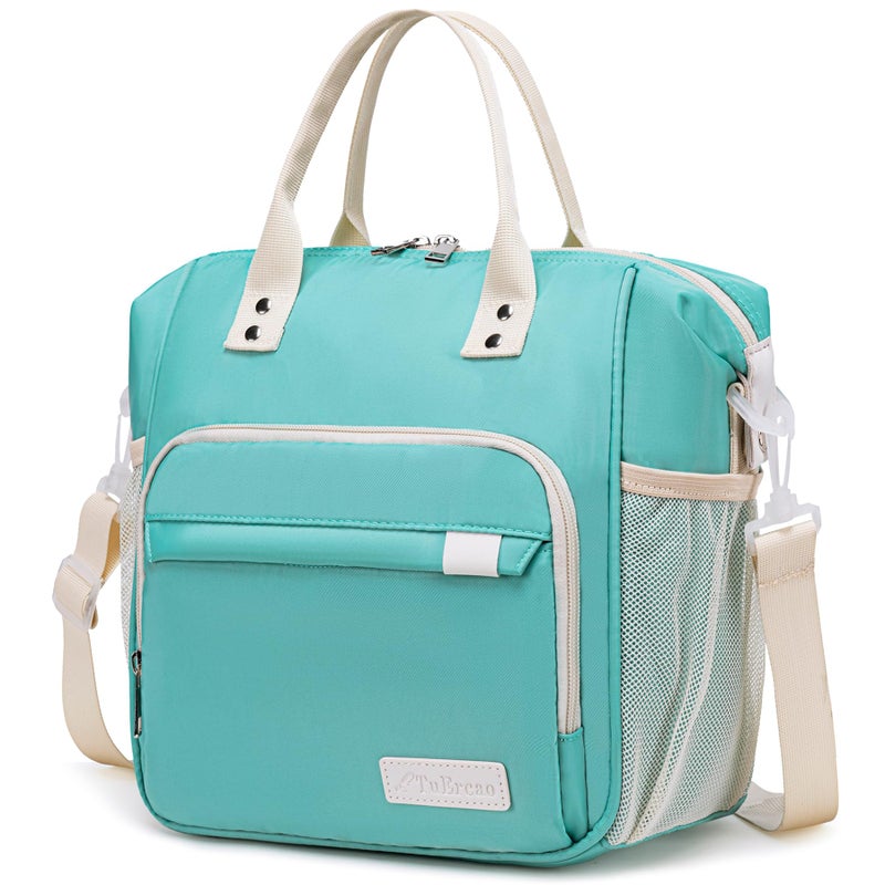 TuErCao Preppy Lunch Box for Women Aesthetic Insulated Lunch Bag for Young Ladies Female Teal - Image 2