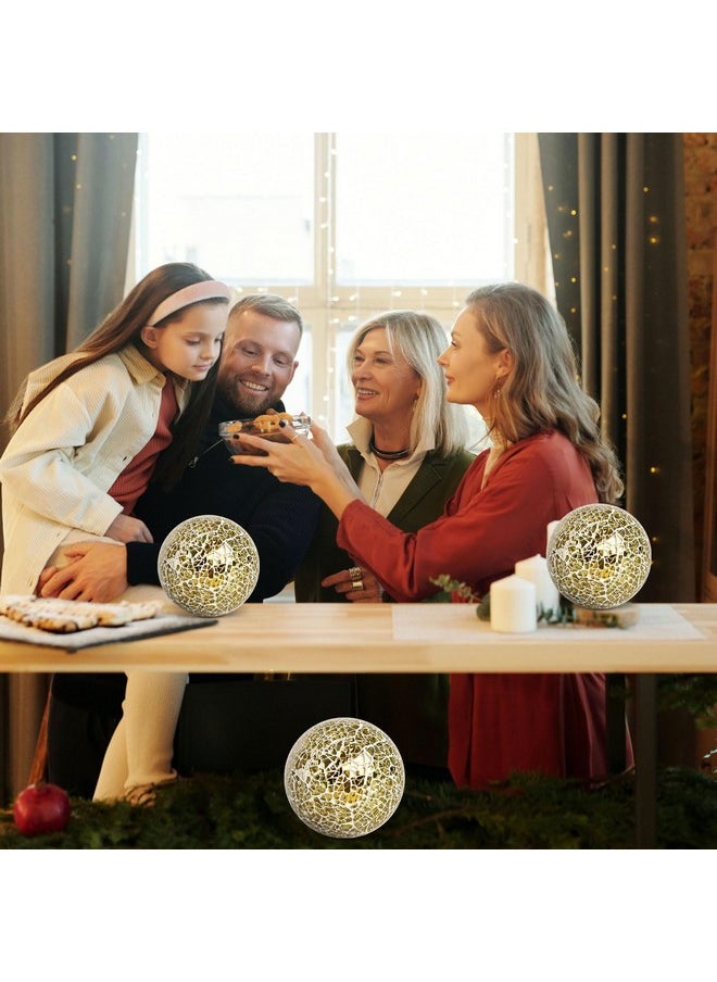 DomeStar DomeStar 3PCS Decorative Balls, 4inch Mosaic Glass Orbs Centerpiece Balls Gold Orbs for Decorate Bowls Vases Tables Wedding Party  - Image 4
