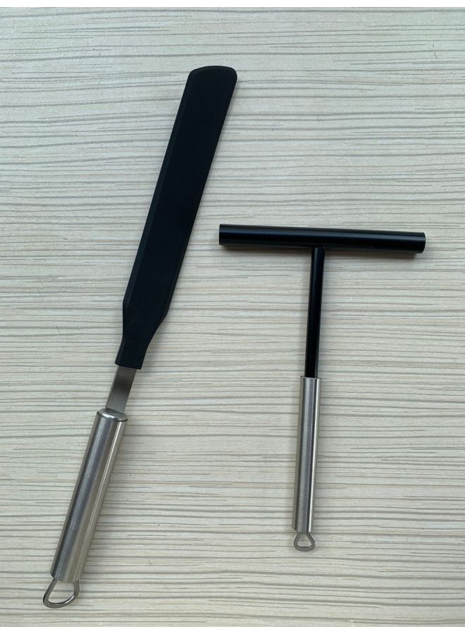 Stainless Steel 304 Nylon Scraper Pancake Maker Cake Cream Meat Sauce Spreader Durable Kitchen Utensil Easy To Clean-Specifications:Pancake Spatula Two-Piece Set - Image 2