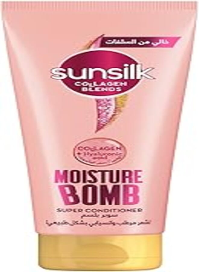 بلسم SUNSILK Collagen Blends الخالي من الكبريتات، قنبلة ترطيب مع الكولاجين وحمض الهيالورونيك، لترطيب فوري والتحكم في التجعد، 170 مل
