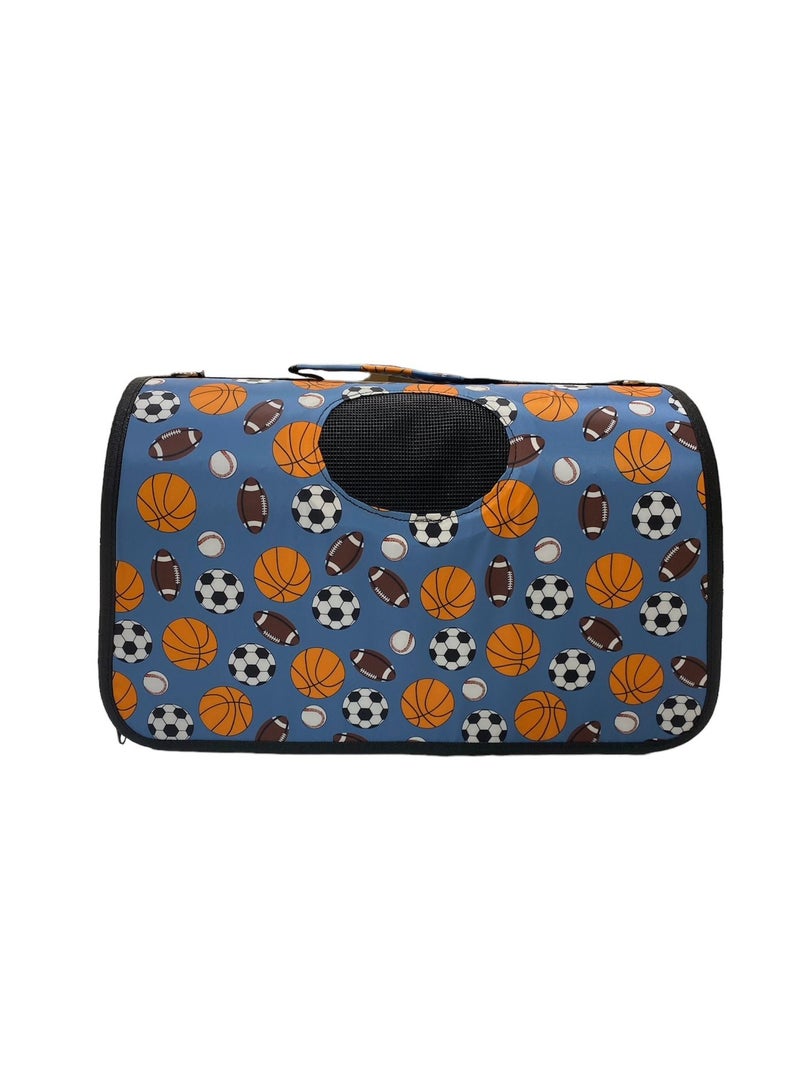 HAPPY PUSS Outdoor Pet Bag: pet handbag, pet shoulder bag, Travel Carrier for cats and dogs. Basketball  design-large size - blue color  - Image 3