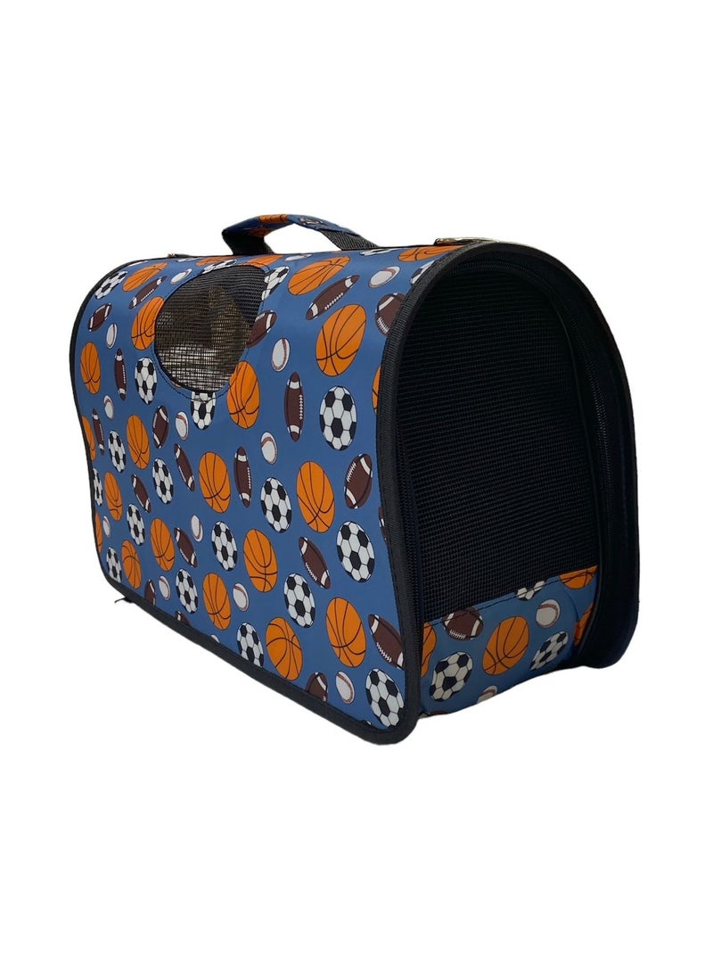 HAPPY PUSS Outdoor Pet Bag: pet handbag, pet shoulder bag, Travel Carrier for cats and dogs. Basketball  design-large size - blue color  - Image 4