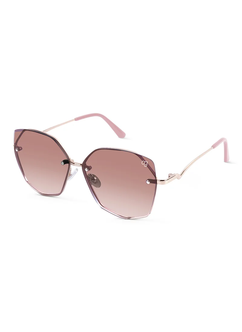 Woggles Latest & Stylish UV Protected Dusk Peach Oversized Rimless Sunglasses for Women