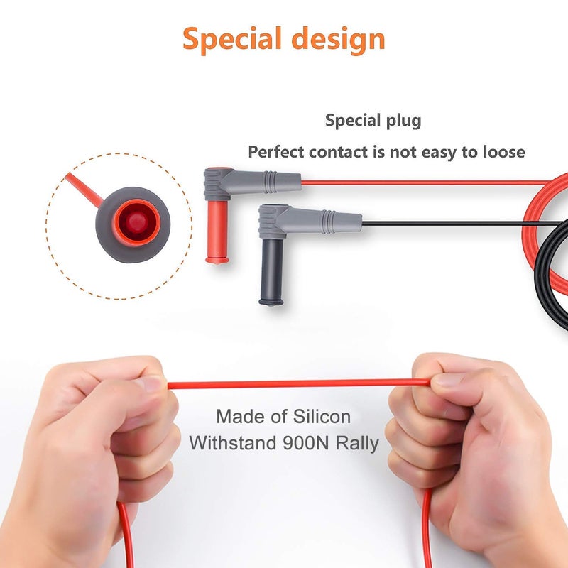 KAIWEETS Soft Silicone Electrician Test Leads Kit CAT III 1000V & CAT IV 600V with Alligator Clips and Needle Probe for Fluke/AstroAI/INNOVA Multimeter Electronic Clamp Meter 9PCS - Image 3