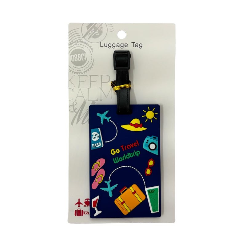 Eitheo بطاقات أمتعة للأطفال بطاقات أمتعة مع اسم وعنوان | بطاقات أمتعة سيليكون للحقائب، بطاقات لتحديد هوية حقائب السفر/حقائب المدرسة ملونة متعددة (اذهب مسافر أزرق) - Image 4