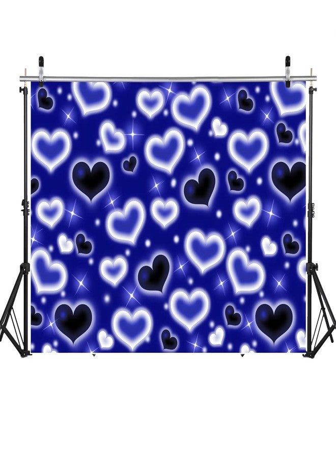 LYCGS 7x5ft Blue Heart Backdrop 90s Backdrops for Photoshoot Valentines Decor Banner Birthday Props X-89 - Image 4