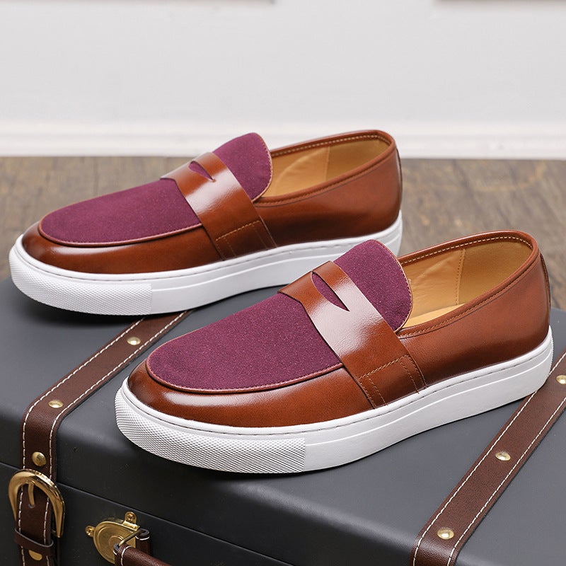 Men'S Shoes Plus Size New Casual Shoes Fashion Legged Loafers Fashion British Style Low-Top Leather Shoes - Image 3