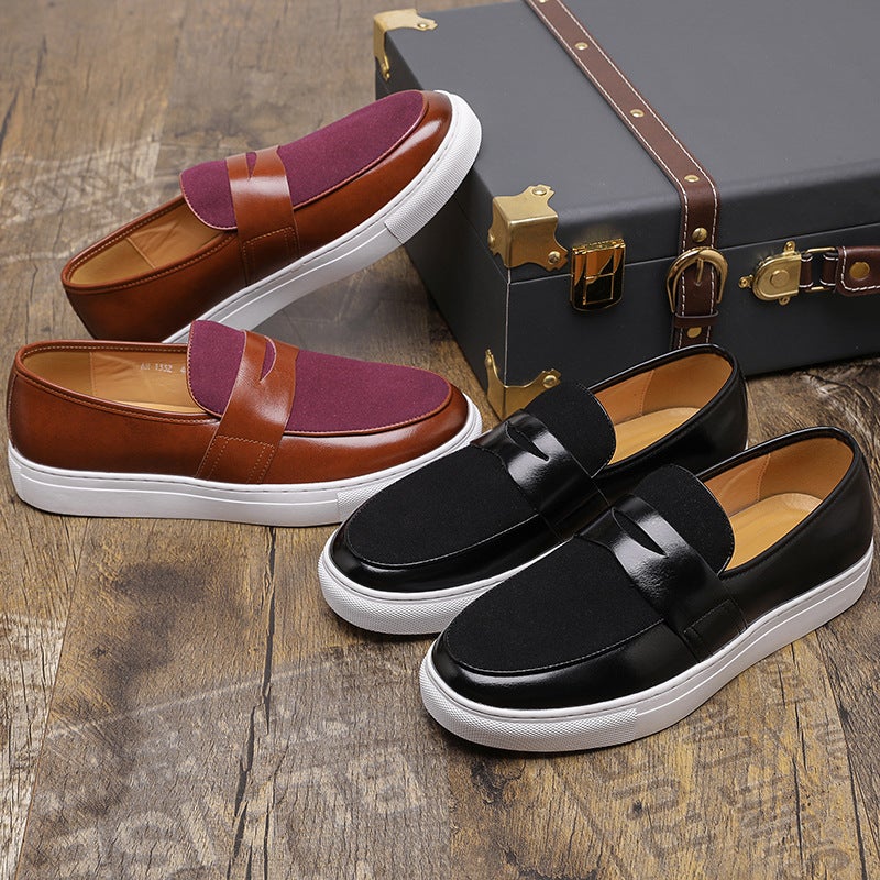 Men'S Shoes Plus Size New Casual Shoes Fashion Legged Loafers Fashion British Style Low-Top Leather Shoes - Image 5