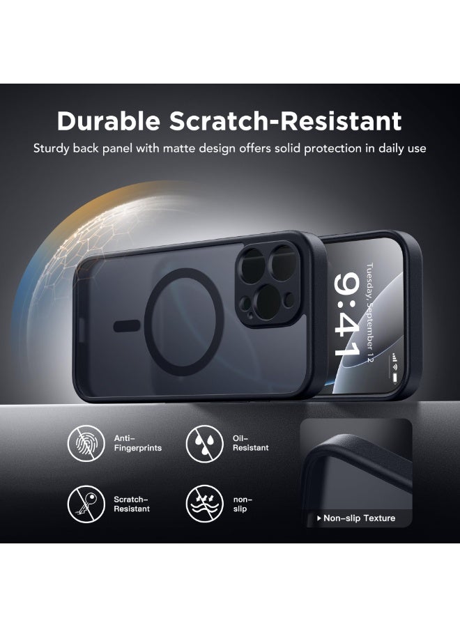 جولبينبوكس جراب مغناطيسي لهاتف iPhone 16 Pro Max مع زر التحكم في الكاميرا، متوافق مع MagSafe [حماية كاملة للكاميرا] [واقي شاشة للخصوصية] غطاء هاتف شفاف غير قابل للانزلاق لهاتف iPhone 16 ProMax (أسود غير لامع) - Image 3