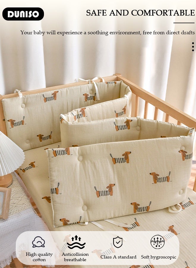 DUNISO حاجز سرير الأطفال، حاجز سرير المهد، بطانة سرير شبكية قابلة للتنفس، غطاء سكة سرير المهد، بطانة سرير قابلة للتنفس للأطفال الأولاد والبنات، غطاء واقي لسكة سرير الأطفال، حارس padded لغطاء سكة سرير الأطفال الجانبية والأمامية - Image 3