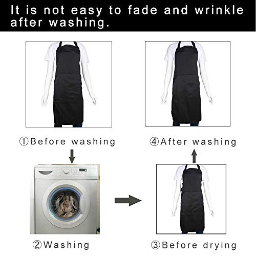 BIGHAS Adjustable Bib Apron with Pocket Extra Long Ties for Women Men, 18 Colors, Chef, Kitchen, Home, Restaurant, Cafe, Cooking, Baking (Lavender) - Image 3