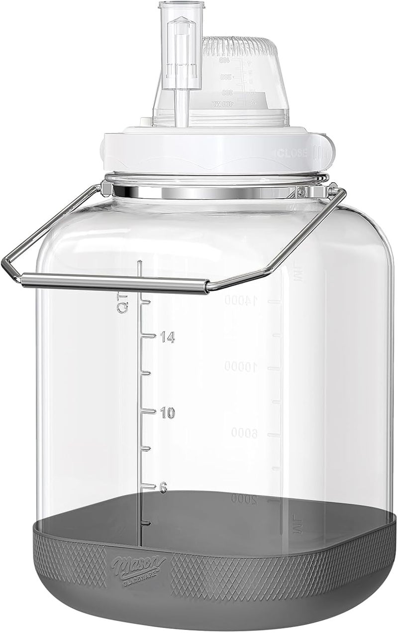 Daitouge 5 Gallon Large Fermentation Jars, Pickle Jar, Wide Mouth Airtight Glass Jar with Scale Mark, Glass Water Jug with Stainless Handles for Pickling, Brewing, Dry Storage - Image 1