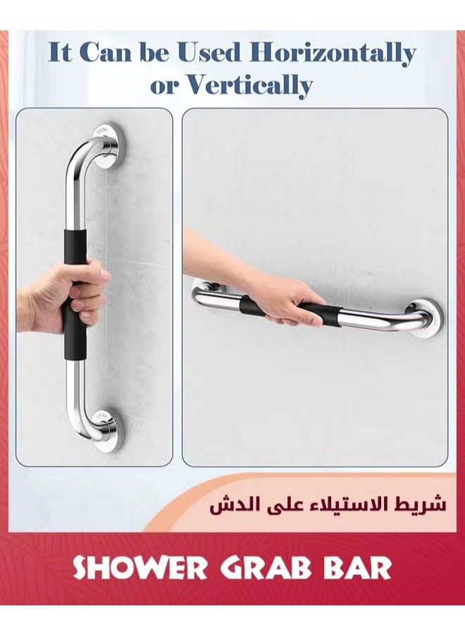 EETU 2 Pack Grab Bars For Bathroom, 16 Inch(40cm) Shower Grab Bar 16inch Stainless Steel Anti Slip Bathroom Handicap Grab Bars,Applicable To Bathroom Shower,Silver - Image 4