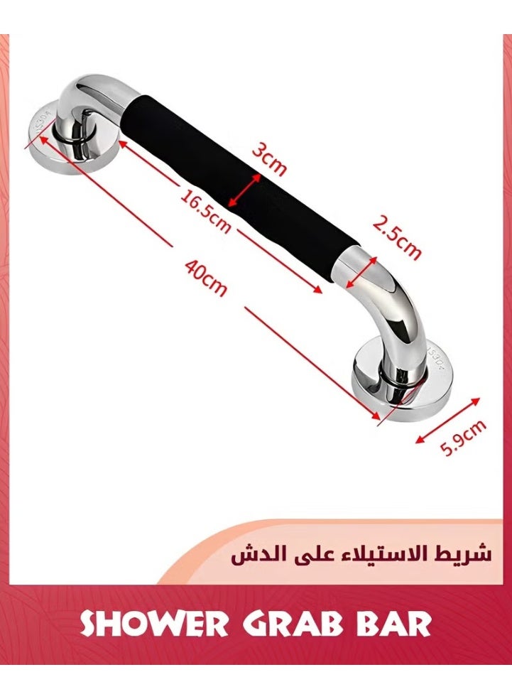 EETU 2 Pack Grab Bars For Bathroom, 16 Inch(40cm) Shower Grab Bar 16inch Stainless Steel Anti Slip Bathroom Handicap Grab Bars,Applicable To Bathroom Shower,Silver - Image 2