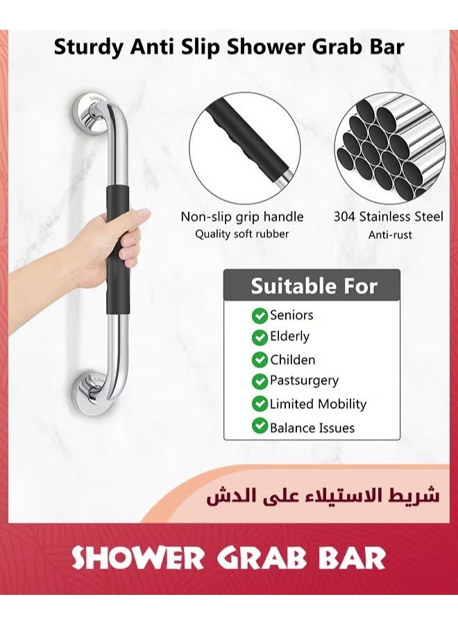 EETU 2 Pack Grab Bars For Bathroom, 16 Inch(40cm) Shower Grab Bar 16inch Stainless Steel Anti Slip Bathroom Handicap Grab Bars,Applicable To Bathroom Shower,Silver - Image 3