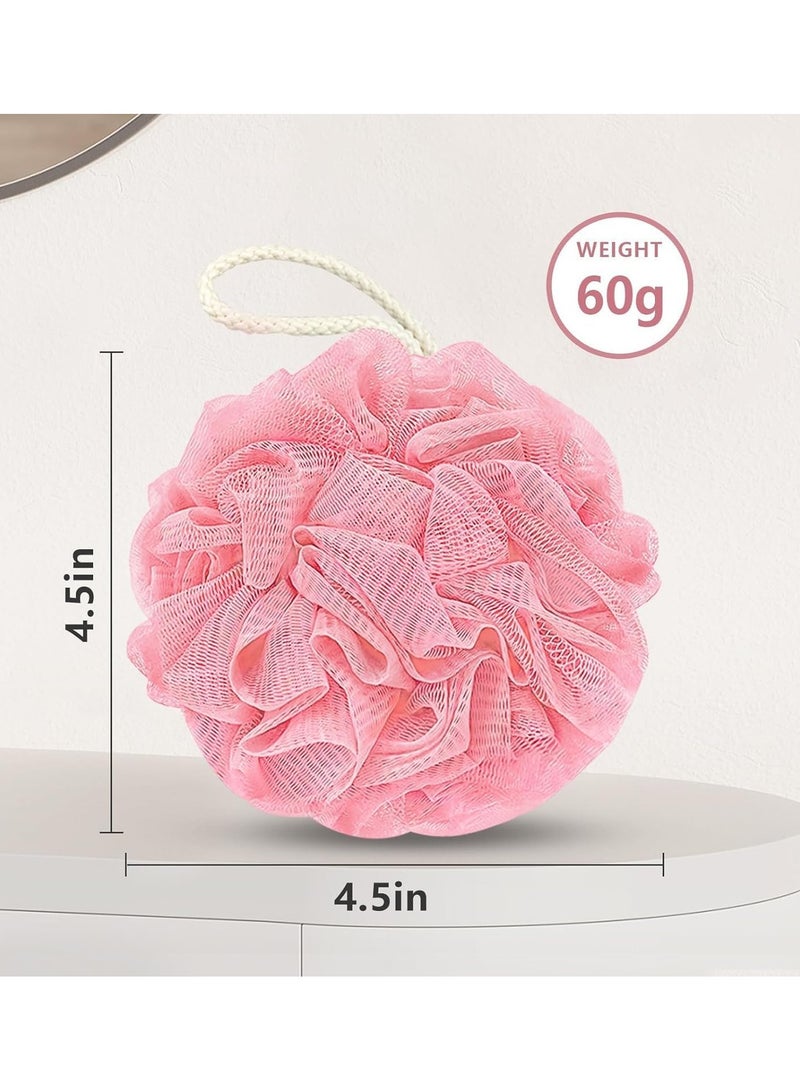 مخطوطات ليفة حمام إسفنجية كبيرة: 4 عبوات لكل فرشاة شبكية للتقشير صديقة للبيئة، كرة استحمام إسفنجية لتقشير البشرة وتنظيفها وتهدئة البشرة 13 سم - Image 3