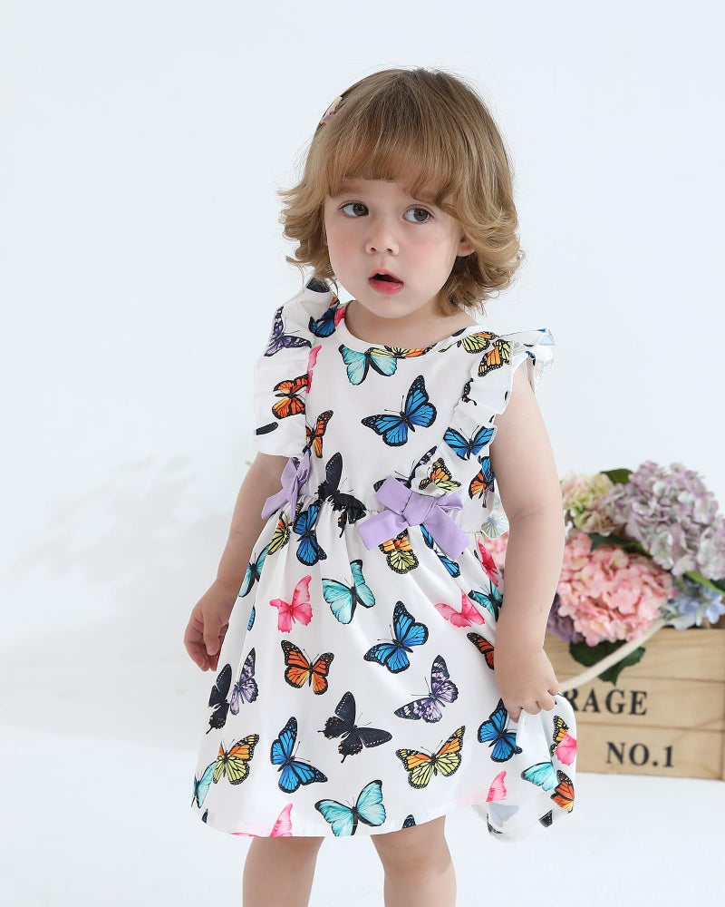 Mioglrie Baby Girl Dress 12-18 Month Girl Clothes Summer Infant Outfits Newborn Ruffle Sleeveless Butterfly Sundress Cute Dresses for Girls - Image 2