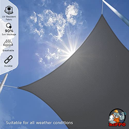 HIPPO Rectangle Shade Sail Affordable & Premium 180 GSM Sun Shade UV Block for Canopy Outdoor Patio Car Parking (Charcoal-Grey, 9.5FTX10FT) - Image 2