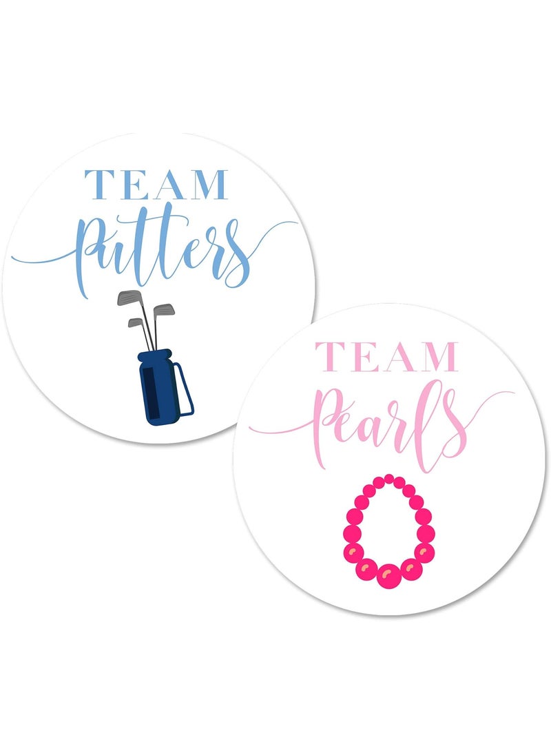 MAGJUCHE Golf Gender Reveal Stickers 40 2inch Team Pearls Or Putters Boy Or Girl Baby Shower Party Sticker Labels  - Image 1