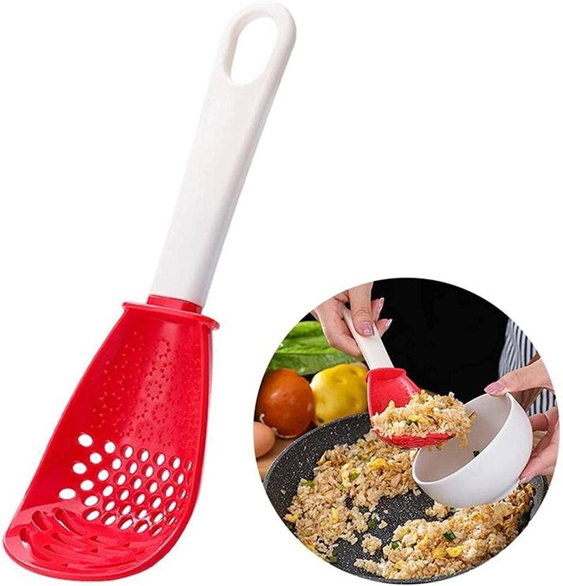 أدوات مطبخ Skimmer 2 قطعة - مصفاة طعام متعددة الاستخدامات، مقلاة مقاومة للحرارة، مثالية للقلي والطهي (لون أحمر، 2 قطعة) - Image 3