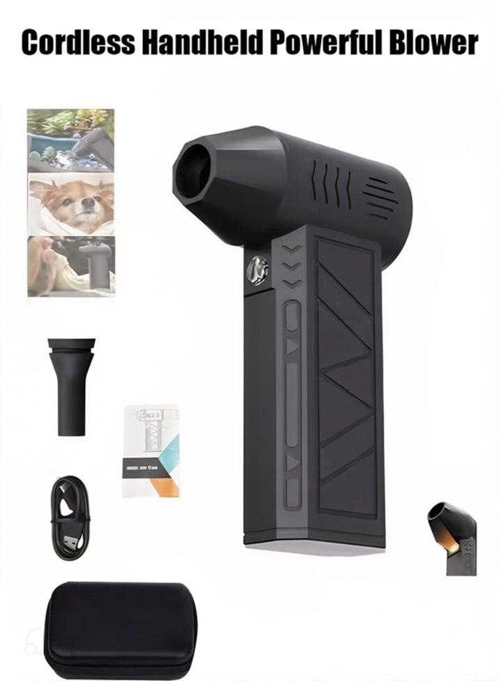 Arabest Cordless Handheld Powerful Blower, Electronic Air Blower, Cordless Leaf Blower, Air Blower Jet Fan LED Turbo Blower Turbo Brushless Fan Outdoor Portable Mini Handheld Dryer - Image 1