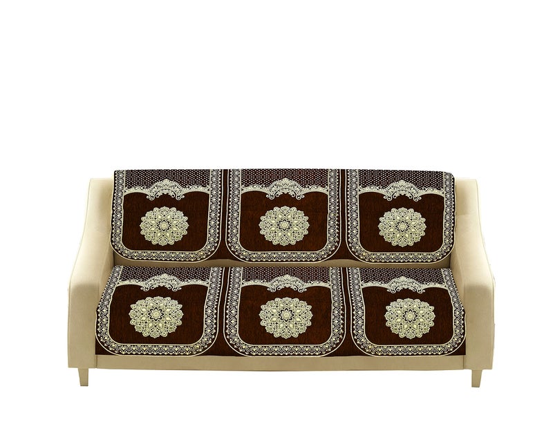 Dazzling DECOR Velvet Sofa Cover 3 Seater and 2 Seater - Premium Sofa Cover 5 Seater Full Cover Set for Couch- Heavy Fabric Sofa Seat Cover Slip Protector, 2922_Brown - Image 4