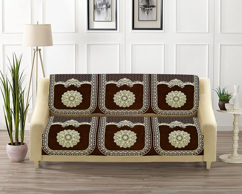 Dazzling DECOR Velvet Sofa Cover 3 Seater and 2 Seater - Premium Sofa Cover 5 Seater Full Cover Set for Couch- Heavy Fabric Sofa Seat Cover Slip Protector, 2922_Brown - Image 3