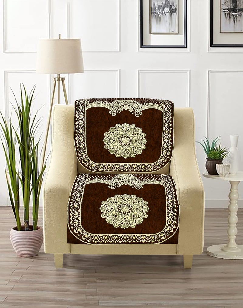Dazzling DECOR Velvet Sofa Cover 3 Seater and 2 Seater - Premium Sofa Cover 5 Seater Full Cover Set for Couch- Heavy Fabric Sofa Seat Cover Slip Protector, 2922_Brown - Image 5