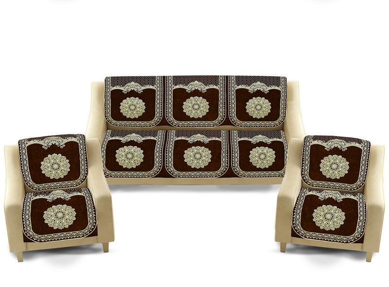 Dazzling DECOR Velvet Sofa Cover 3 Seater and 2 Seater - Premium Sofa Cover 5 Seater Full Cover Set for Couch- Heavy Fabric Sofa Seat Cover Slip Protector, 2922_Brown - Image 2