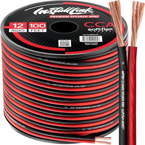 Install Link 12 AWG Gauge Speaker Wire Cable (100 Feet) Stereo, Car or Home Theater, CCA - Image 1