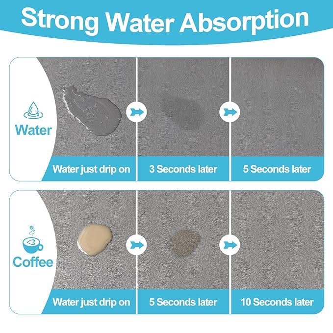 Hidak Dish Drying Mats for Kitchen Counter Coffee Mat Under Sink Mats for Kitchen Waterproof Dish Mat Drying Kitchen Mat Bar Mats for Countertop Coffee Bar Accessories 30x40 CM Multi Color - Image 3
