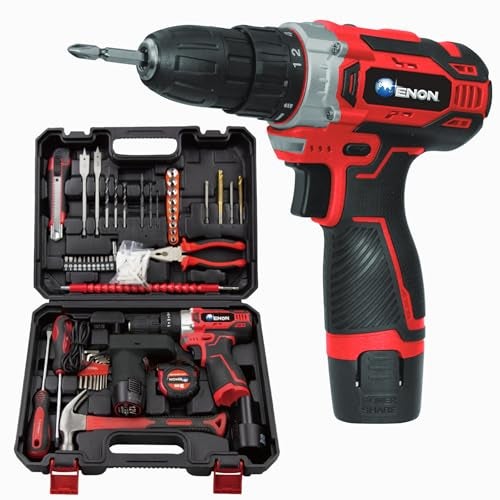 Enon 12V Cordless Drill Machine kit set with 48pcs powerful 300W motor, 2 modes of Speed, 420-1500rpm, Cordless Drilling Machine for Home Use perfect for Drilling Wood, Metal & PVC Etc (XE-CD1211) - Image 1