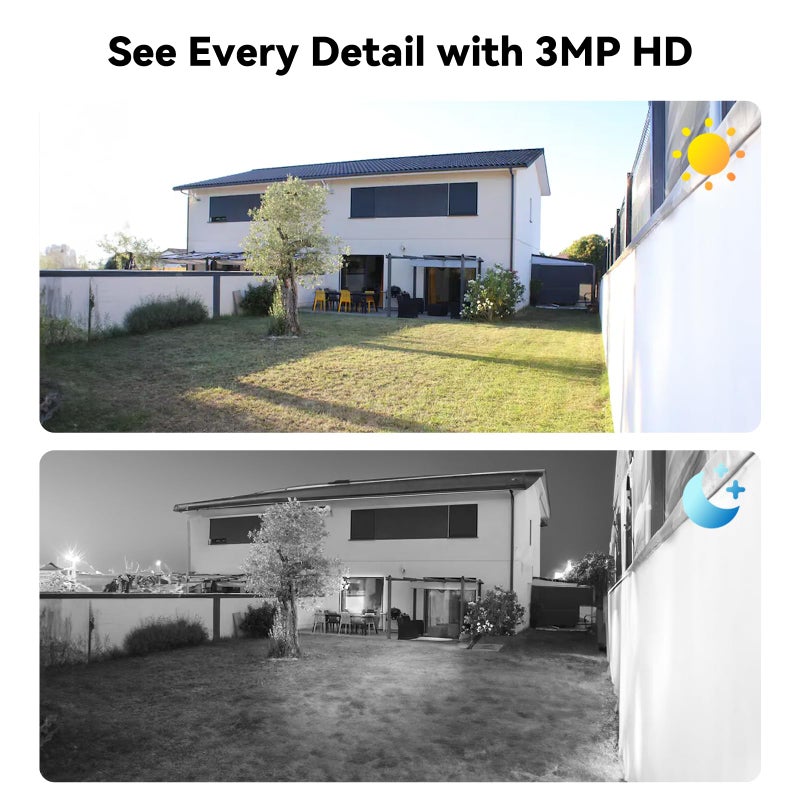 VORGUT Wired Security Camera System Outdoor, 4CH 5MP Lite AHD DVR with 500G Hard Drive, 4 x 3MP Wired CCTV Camera, Indoor/Outdoor Surveillance DVR Kit with Human Detection, Night Vision - Image 3
