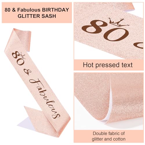 Semato Rose Gold 80th Birthday Tiara and Sash Glitter Kit for Women - 80th Birthday Gifts and Party Supplies - Image 3