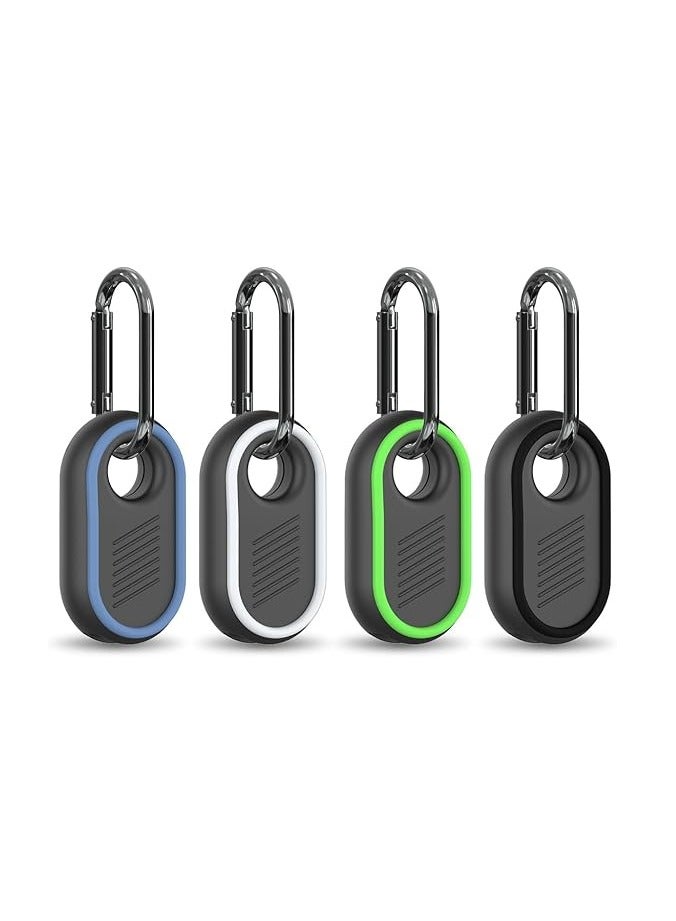 4 Pack for Samsung Galaxy SmartTag2 Case Keychain, Case for Galaxy Smart Tag 2 with Key Ring for Keys, Wallet, Luggage, Pets (Black/White/Blue/Green) - Image 1