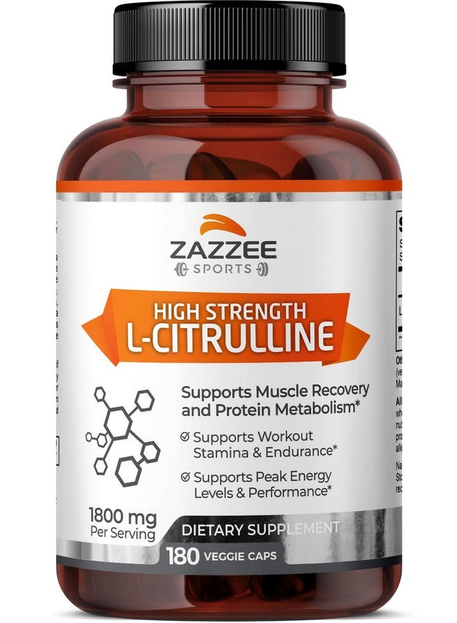 Zazzee High Strength L-Citrulline Malate, 1800 mg per Serving, 180 Vegan Capsules, 60 Day Supply, High Absorption with Superior Free-Form Malate, 100% Vegetarian, All-Natural and Non-GMO