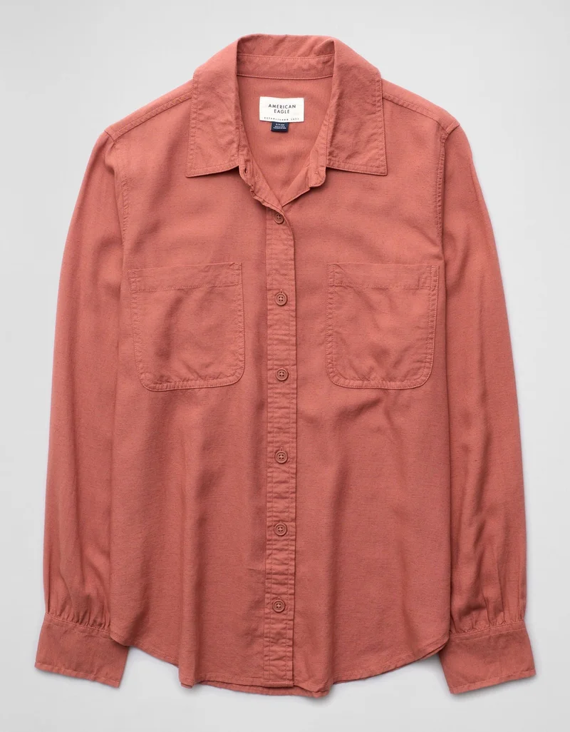 AE Bestie Long-Sleeve Button-Up Shirt