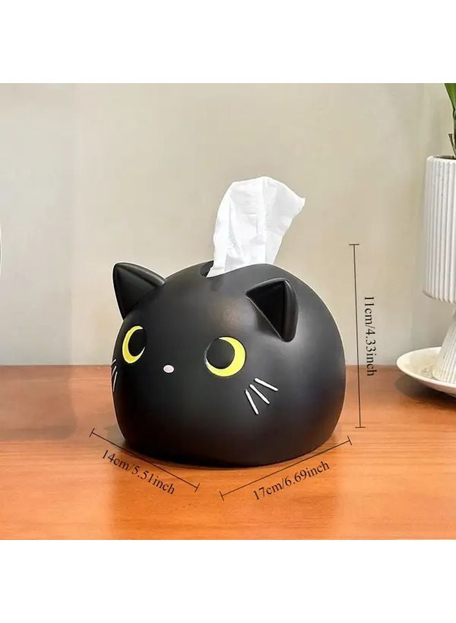 Black Tissue Box Holder With Paw Print Lid And Tabby Ears Desktop Dispenser - Image 5