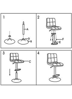 Generic Set of 2 Bar Stools PU Leather Stool Chair High Stool Chair Adjustable Bar Chair with Metal Base for Kitchen,Bar Counter  - Image 4
