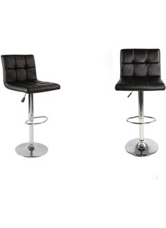 Generic Set of 2 Bar Stools PU Leather Stool Chair High Stool Chair Adjustable Bar Chair with Metal Base for Kitchen,Bar Counter  - Image 1