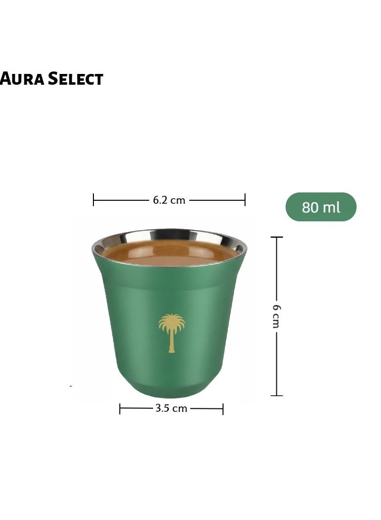 Aura Select 4 pcs Coffee Cup 80ml Stainless Steel,Palm Tree Design Mug, Saudi Coffee Cup, Camping water cup,tea cup,Travel Espresso Cup for Camping Office Bundle - Image 3