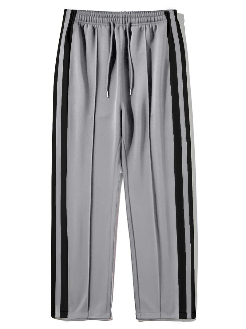 Jump Cuts Mens Color Block Light Grey and Black Polyester Side Pockets Cargo - Image 5