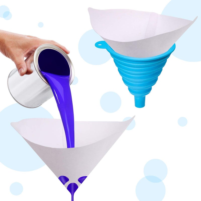 JANYUN JANYUN 300 Pcs Paint Filter Strainer Resin Filter with 149 Micro Flow Nylon Mesh Cone Paint Filter Screen with 3 Pcs Silicone Funnel Filter (1)  - Image 5