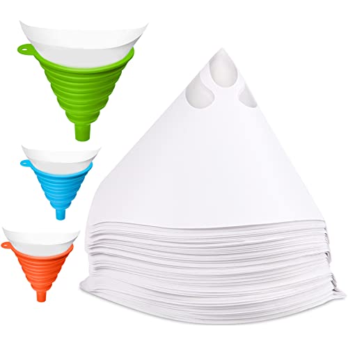 JANYUN 300 Pcs Paint Filter Strainer Resin Filter with 149 Micro Flow Nylon Mesh Cone Paint Filter Screen with 3 Pcs Silicone Funnel Filter (1) - Image 1