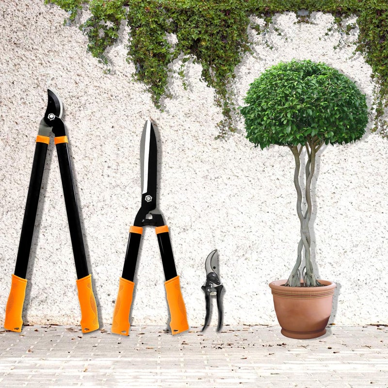 EK E&K Sunrise Set of 3 Pieces Garden Tree Tools for Lawn & Garden Care Garden Kit with Lopper, Hedge Shears and Pruner Shears, Tree & Shrub Care Kit - Image 5