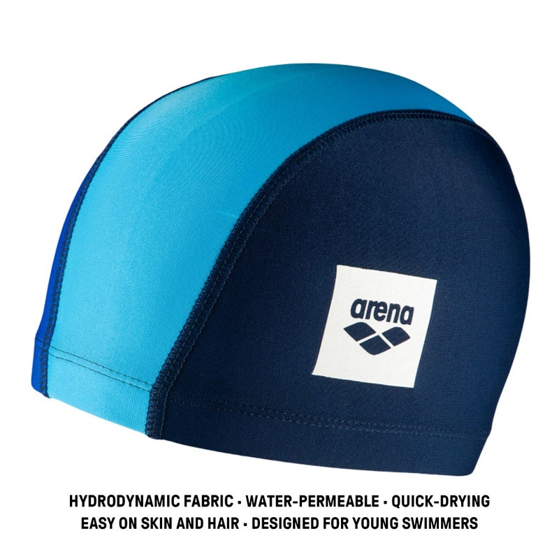 Arena Unisex Junior Unix II Swim Cap for Boys and Girls Ages 6 to 12 Lightweight Stretch Fabric Kidsâ€™ Pool Bathing Cap, One Size, Navy/Blue/Lightblue - Image 2