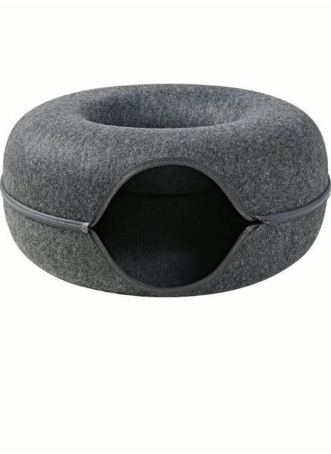 Round Donut Cat Track Bed, Semi-Enclosed Detachable Cat Track Bed, Suitable for All Small and Medium-Sized Cats, Dogs, Comfortable and Cozy Cat Litter