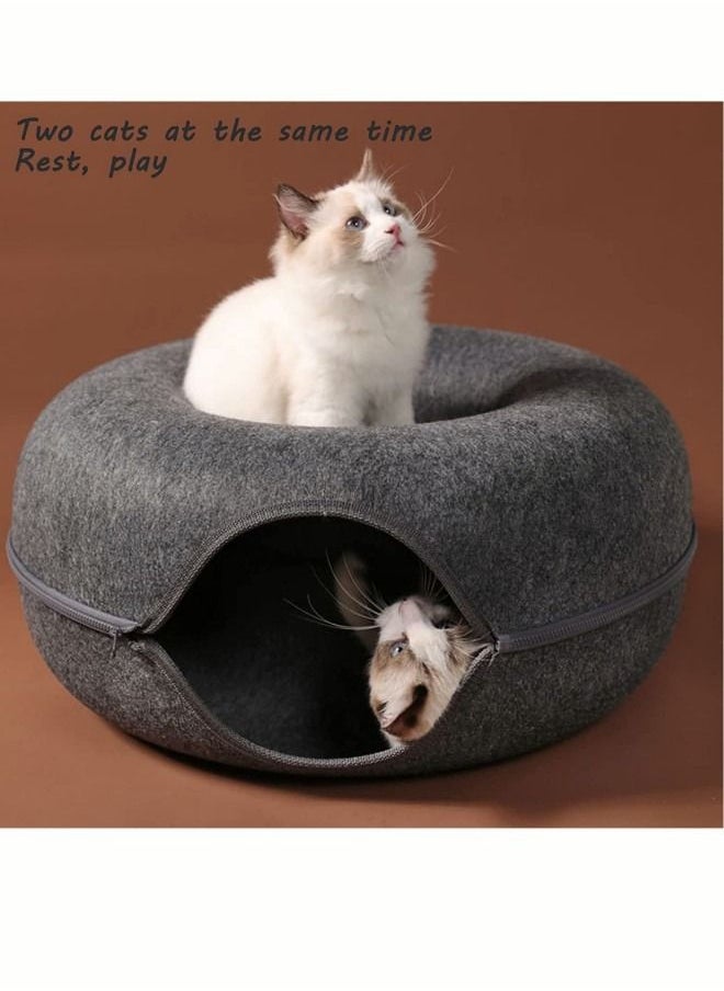 Round Donut Cat Track Bed, Semi-Enclosed Detachable Cat Track Bed, Suitable for All Small and Medium-Sized Cats, Dogs, Comfortable and Cozy Cat Litter